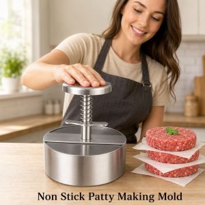 Adjustable Thickness Burger Press Non Stick Patty Maker Food Grade Stainless Steel Hamburger Mold Kitchen Tool For BBQ
