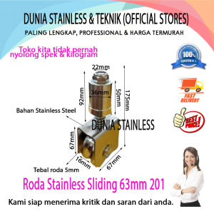Roda Stainless Sliding 63mm 201 aksesoris stainless steel