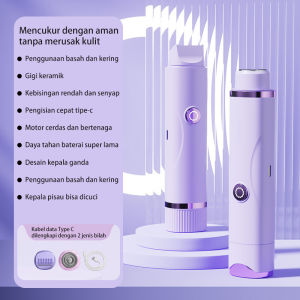 KUCUU Epilator Wanita Tahan Air dengan Kepala Ganda Keramik - Pencukur Bulu Tubuh/Wajah Universal
