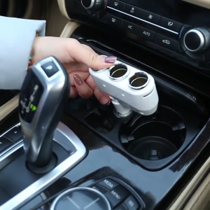USB Car 3 Sockets lighter Splitter 12/24V 100W Dual USB Ports Car for GPS Driving Recorder