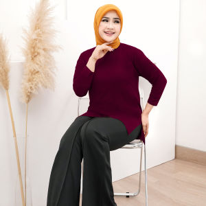 Baju Atasan Wanita Oversize Blouse Atasan Wanita Polos Jumbo Bahan Spandex Rayon Lengan 7/8