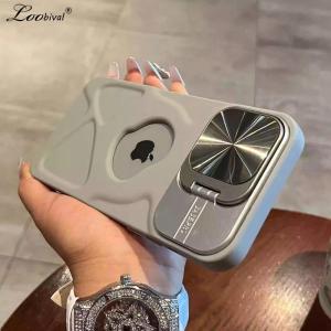 for Magsafe Logo Hole Bracket Case for iPhone 15 14 13 16 17 Pro Max Air Plus 12 11 Matte Magnetic Camera Protector Stand Cover