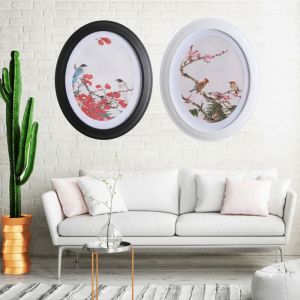INNEED Solid Wood Oval Picture Frame 7/12 Inch Oval Shape Wood Picture Frame Classic Classic Design Wall-mounted Picture Frames Wall Hanging Decoration
