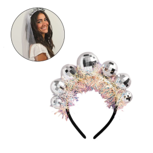 Disco Ball Headband Bachelorette Party Headpiece Disco Accessories for Women 70s Disco Costume Hair Hoop