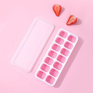 Superfactory 14 holes Ice Cube Silicone Tray with Cover Lid Baby Puree Freezer Trays Stackable Food Storage Container