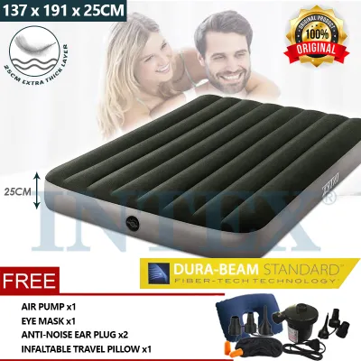 INTEX 5 Sizes Midnight Green 25cm Extra Thick Inflatable Air Bed Air Mattress Tilam Angin 充气床