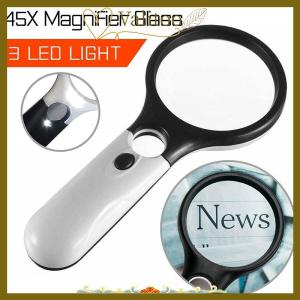 [Valitoo] 3LED Light 45X Handheld Magnifier Reading Magnifying Lens Jewelry Loupe