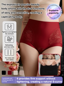 🔥【Comfort Fit】No Butt Pinching Panty Set Lace Underwear Women High Waist Breathable Ice Silk Triangle High Waisted Tummy Tuck Lace Clip Hip Triangle Panties