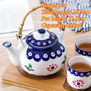 FFBH Ceramic Teapot Large Lifting Beam Single Pot with Filter Vintage Heat Resistant Teapots Restaurant Hotel Home Tea Brewing Kettle P7Q2M