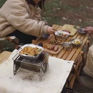 Outdoor Folding Barbecue Stove Detachable Stainless Steel Firewood Camping Portable Assembly Charcoal Rack