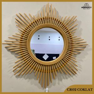 MINIMALY08 Cermin Rotan (CR01 S/D CR08) Cermin Aesthetic Cermin Dinding Kaca Dinding Cermin Gantung