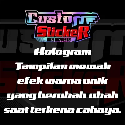 Custom Stiker Bebas Request Gratis Desain dan Cutting 100 Pcs Vinyl Hologram Glossy