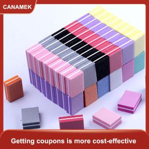 【CANAMEK】 50pcs Mini Nail Sponge tập tin đệm khối Buffing Sanding 100 180 Grit hai mặt móng chân công cụ cho gel đánh bóng làm móng tay cung cấp