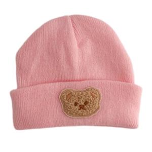Lovely Bear Designing Toddler Bonnet Soft Knitted Hat Windproof Warm Headwear for Baby Aged 3 Months to 2 Years