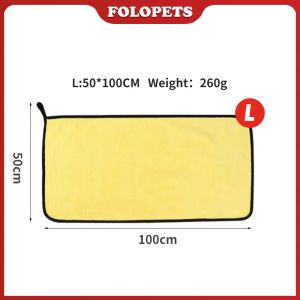 FOLOPETS Handuk Grooming 2 Lapis Kuning Abu Kucing Anjing Daya Serap Tinggi Dan Lembut bahan Microfiber Cepat Kering
