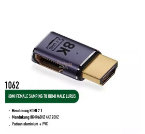 Converter HDMI HDTV 8K Adapter Definisi Tinggi Mendukung UHB 2.1 for HDTV Projector PS4 PS5 Laptop PC Screen extension mirroring Konverter Male Female Left Right Sambungan Kabel Extensi Bebagi Layar Lebar Adaptor Kanan Kiri Betina Jantan 8K 60HZ 4K 120HZ