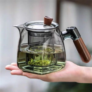 600ml Wooden Handle Hexagonal Glass Teapot with Tea Infsuer Brewing Loose Flower Puer Tea Pot Tea Ceremony Tea Maker Teaware2026