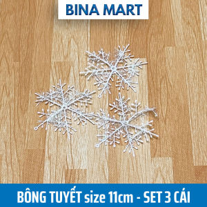 Set Bông tuyết giáng sinh bông tuyết trắng trang trí cây thông noel phụ kiện trang trí lễ hội nhiều kích thước - BINA MART
