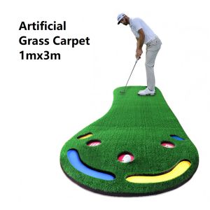 (Grass Version) 1X3M Indoor Golf Putting Mat Trainer Practice Training Hitting Practice Place Exercise