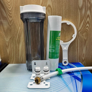 Bộ cốc lọc 10 inch đầy đủ dây cấp nối ren lõi tay vặn giá treo ren 21mm