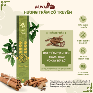 Hương nhang trầm Bồ Đề Tâm 50 nén dài 39cm cháy 90 phút hương trầm cổ truyền cao cấp đặc biệt tự nhiên không hóa chất hộp giấy cứng