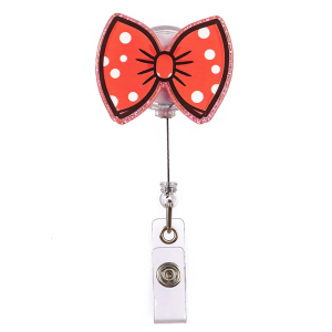 Bowknot Acrylics Badges Holder with Swivel Alligator Clip Retractable Badges Reel for Nurse Doctor Student Teacher