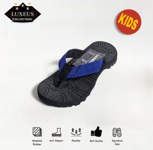 Sandal Anak LUXEUS Fashion Rubber Black/Red Model Terbaru - Tumit Datar Anti-Slip untuk Usia 2-10 Tahun