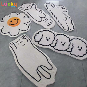 LuckyZone Ins Cartoon Rug Nordic Bedroom Bedside Carpet Cute Cat Sofa Coffee Table Floor Mat Bathroom Non-slip Doormat Tapis