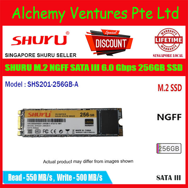 SHURU NGFF 256GB SATA3 Gbps Read-550, Write-500MB