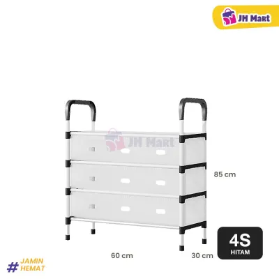 JH MART Rak Sepatu Tertutup 6 Susun Anti Debu Stainless Steel Serbaguna Minimalis Kokoh Tahan Lama