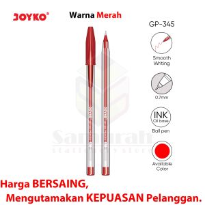 Pulpen Joyko Haruto BP 345 / Ball Pen BP-345 0.7 mm Ballpen Cabut 3 Warna Hitam - Merah - Biru / Bolpen Ekonomis Murah