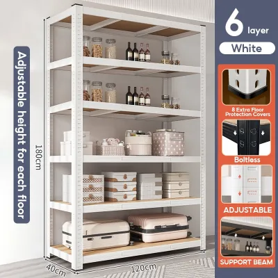 YOYO Steel-Wood Kitchen Storage Shelf | Adjustable Height Floor-Standing Rack | Boltless Rack | Goods Storage Shelf Metal Shelf | Kitchen Organizer