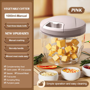 1000ml Multi-function Food Processor Manual Grinder Garlic Paste Vegetable Meat Grinder