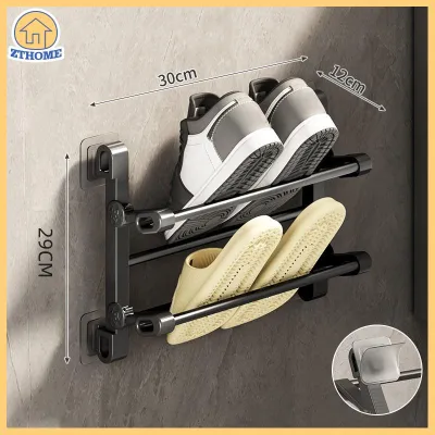 ZTHOME [Home Tidying] Treo tường Giày giá miễn phí đấm Dép giá phòng tắm Dép móc giày lưu trữ Kệ khô Giá cửa Giày Treo chủ