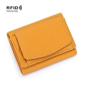 Royal Bagger RFID Mini Trifold Short Wallet for Women Genuine Cow Leather Coin Purse Fashion Casual Simple Card Holder 5156