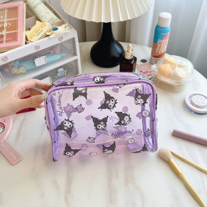 Sanrio Cartoon Transparent Cosmetic Bag Large Capacity Kuromi Cute Portable Travel Storage Bag