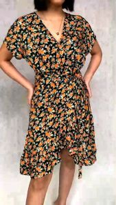 Dress Wanita Motif Bunga Rayon