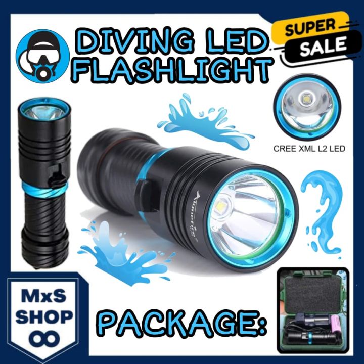 Underwater Diving Flashlight 100M Waterproof Scuba Rechargeable LED Ultra-bright Torch Light 5000lm