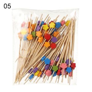 YUNAFIN 100Pcs Picnic Party Supplies Salad Vegetable Sticks Salad Sandwich Toothpicks Cupcake Fruit Fork Fruit Sticks Handmade Toothpicks Bamboo Picks Food Fruit tail Decor