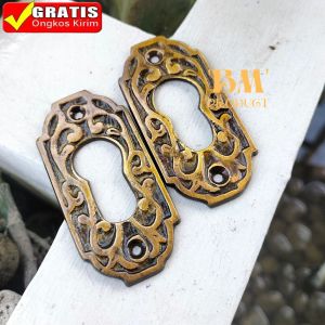 Tutup Lubang Kunci Kuningan Antik Lubang Kunci Pintu 2 pcs Motif Segi 8