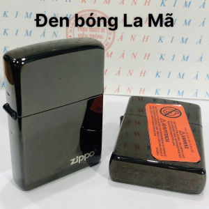 Hộp quẹt ZIPPO màu Đen môc đáy La Mã loại trơn bóng Kim Ánh nhập hàng cao cấp vỏ bằng đồng có dán tem đỏ