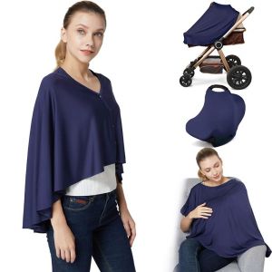 SAVVYSHELF Solid Color Nursing Cover Muslin Fabric Multi-functional Stroller Cover Universal Privacy Protection Baby Nursing Poncho Women