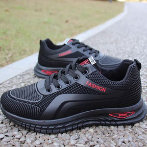 i Pretty Shoes รองเท้าผ้าใบตาข่ายสีดำผู้ชาย รองเท้าผ้าลำลอง เก๋ไก๋ อเนกประสงค์ ระบายอากาศดี น้ำหนักเบา ใส่สบาย ไม่ลื่นและทนทานต่อการสึกหรอ เหมาะสำหรับโอกาสต่างๆ [มีสต็อกพร้อมในกรุงเทพสามารถจัดส่งได้]