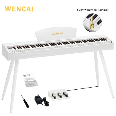 WENCAI Digital Piano 88 Weighted Keys Upright Full-Size Sustain 3 Pedals Electric Keyboard Piano【1Year Warranty】