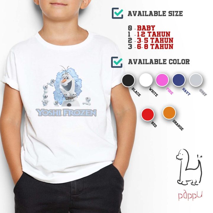 C/5 Kaos Anak Costum Nama Olaf Snowman Frozen II Font 0-8 Tahun (7 Colors)