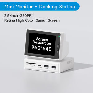 Hagibis 3.5inch IPS USB Mini Screen with USB C Hub USB-C&HDMI Monitor AIDA64 Mini PC CPU RAM HDD Data Monitor Temperature Electronic Album Floating Lyrics Display Sub Screen For Laptop PC MacBook Pro Lenovo Yoga HUAWEI Matebook