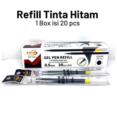 (20pc) REFILL TINTA PULPEN CAIR HITAM / REFIL ISI ULANG PEN GEL / GEL PEN REFILL GPR