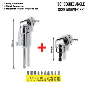 Magnetic Right Angle Drill 105 Degree Angle Extension Hex Drill Bit Screwdriver Socket Holder Adaptor Ready Stock 🇸🇬