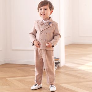 2PCS Boy Suit Set Plaid Children Birthday Pageboy Outfit Wedding Performance Blazer For Kid