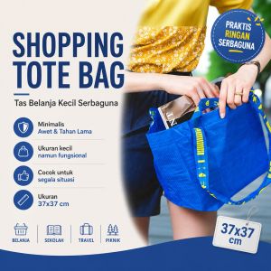 971 - Tas Belanja Kecil Go Green Blue Shopping Carrier Bag - Kantong Belanja Lipat Serbaguna